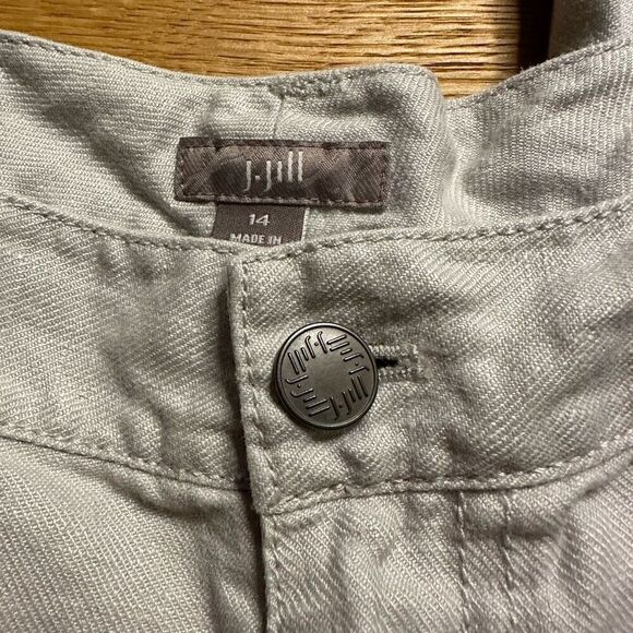 J. Jill linen pants gray white 14 - Picture 2 of 9